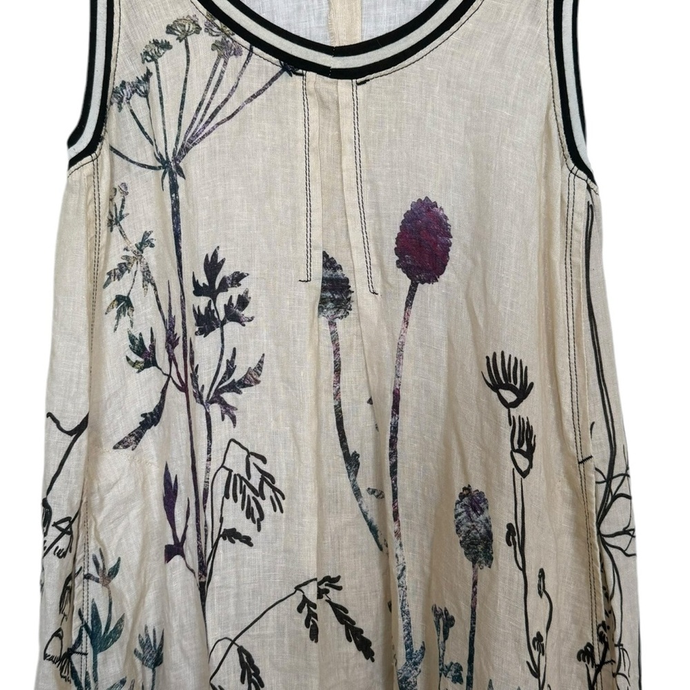 Beate Heymann Street Couture Women’s Sz 6 Maxi Linen Floral Ruffle Fringe Dress - Picture 3 of 9